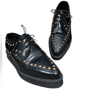 Underground, Barfly Creepers Studded Pointed Toe Leather Platform  Shoes